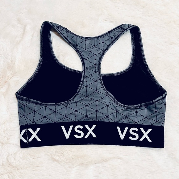Victoria's Secret Geometric Print VSX Logo Elastic Band Sports Bra Gray Small - Picture 4 of 11